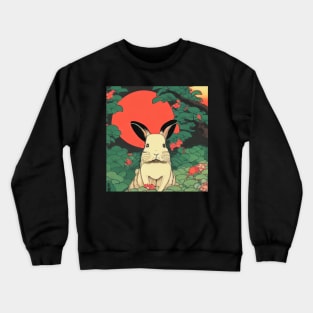 Vintage Sunset with American Mini Rex Bunny Rabbit of Cottagecore Crewneck Sweatshirt